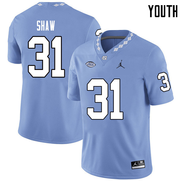 Jordan Brand Youth #31 Tre Shaw North Carolina Tar Heels College Football Jerseys Sale-Carolina Blue